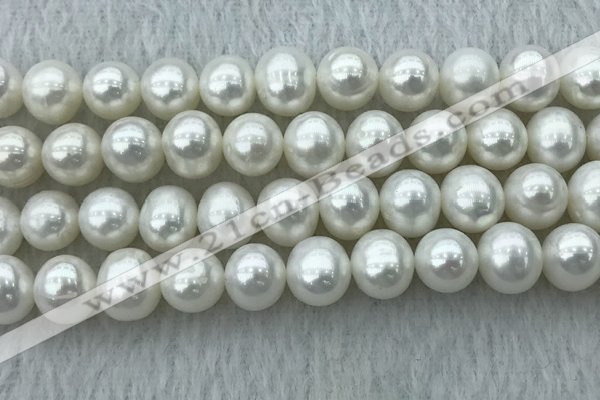 FWP104 15 inches 9mm - 10mm potato white freshwater pearl strands