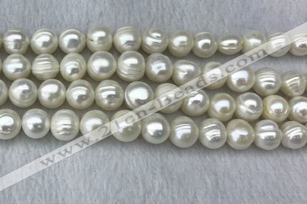 FWP123 15 inches 11mm - 12mm potato white freshwater pearl strands