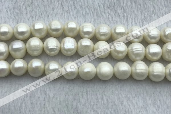 FWP124 15 inches 11mm - 12mm potato white freshwater pearl strands