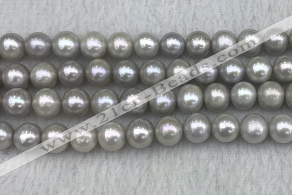 FWP143 15 inches 8mm - 9mm potato grey freshwater pearl strands