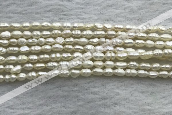 FWP151 14.5 inches 2.5mm rice white freshwater pearl strands