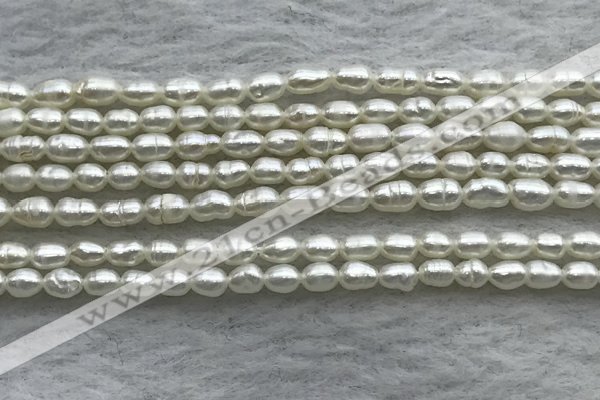 FWP153 14.5 inches 2mm - 3mm rice white freshwater pearl strands