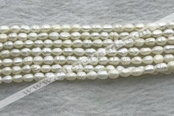 FWP157 14.5 inches 3mm - 4mm rice white freshwater pearl strands