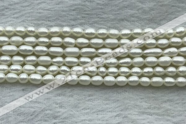 FWP161 14.5 inches 3.5mm - 4mm rice white freshwater pearl strands