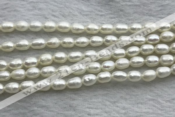 FWP167 14.5 inches 4mm - 5mm rice white freshwater pearl strands