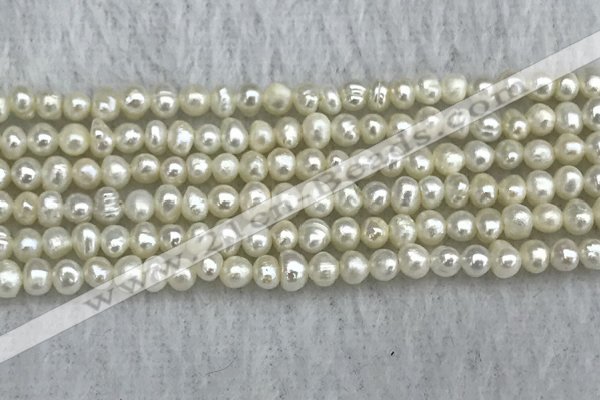 FWP17 14.5 inches 3.2mm - 3.7mm potato white freshwater pearl strands