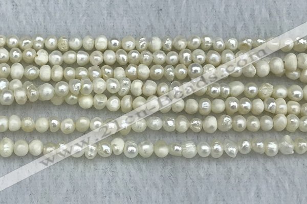 FWP18 14.5 inches 3mm - 4mm potato white freshwater pearl strands