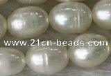 FWP185 15 inches 6mm - 7mm rice white freshwater pearl strands