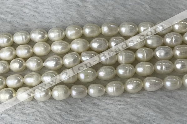 FWP185 15 inches 6mm - 7mm rice white freshwater pearl strands