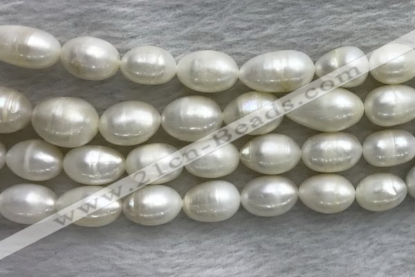 FWP205 15 inches 10mm - 11mm rice white freshwater pearl strands