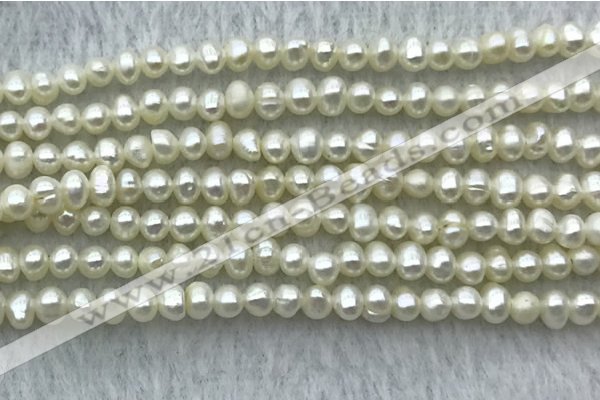 FWP21 14.5 inches 3mm - 3.5mm potato white freshwater pearl strands