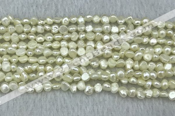 FWP231 14.5 inches 3mm - 4mm baroque white freshwater pearl strands