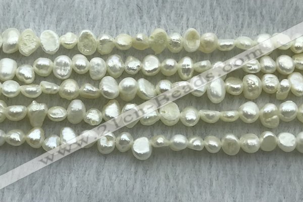 FWP234 14.5 inches 3mm - 4mm baroque white freshwater pearl strands