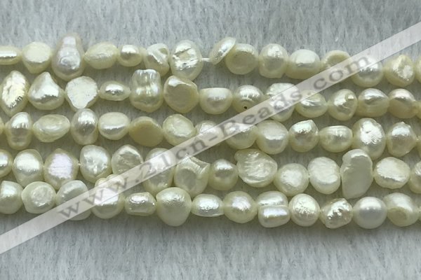 FWP240 15 inches 6mm - 7mm baroque white freshwater pearl strands