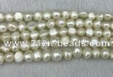 FWP245 15 inches 8mm - 9mm baroque white freshwater pearl strands