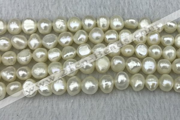 FWP245 15 inches 8mm - 9mm baroque white freshwater pearl strands