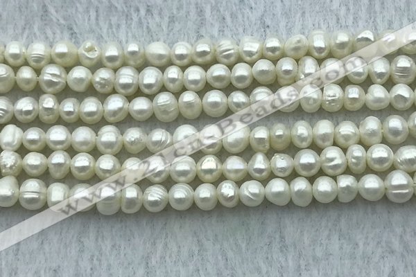 FWP25 14.5 inches 4mm - 4.5mm potato white freshwater pearl strands