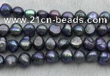 FWP257 15 inches 11mm - 12mm baroque black freshwater pearl strands