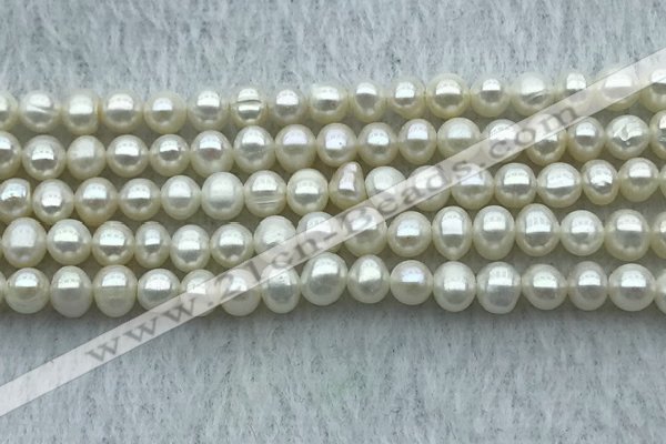 FWP26 14.5 inches 4mm - 4.5mm potato white freshwater pearl strands