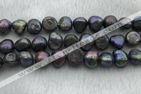 FWP263 15 inches 11mm - 12mm baroque black freshwater pearl strands