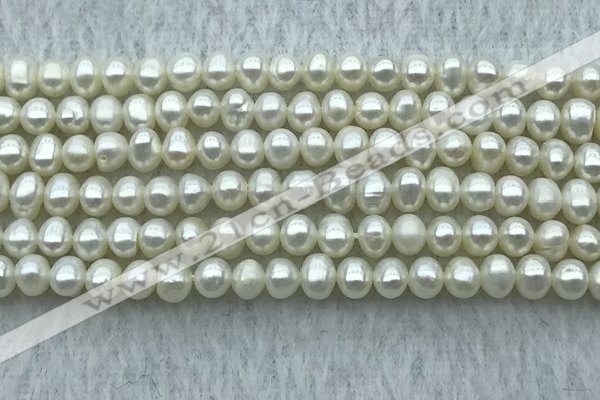 FWP27 14.5 inches 4mm - 4.5mm potato white freshwater pearl strands