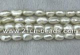 FWP285 15 inches 9mm - 10mm baroque white freshwater pearl strands