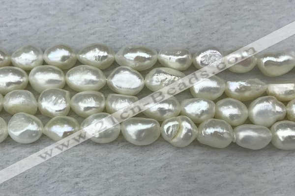 FWP286 15 inches 9mm - 10mm baroque white freshwater pearl strands