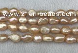 FWP290 15 inches 10mm - 11mm baroque pink freshwater pearl strands