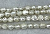 FWP302 15 inches 11mm - 12mm baroque white freshwater pearl strands