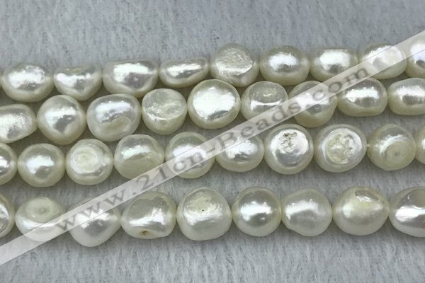 FWP302 15 inches 11mm - 12mm baroque white freshwater pearl strands