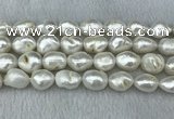 FWP312 15 inches 12mm - 13mm baroque white freshwater pearl strands