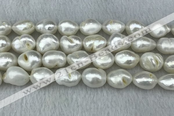 FWP312 15 inches 12mm - 13mm baroque white freshwater pearl strands