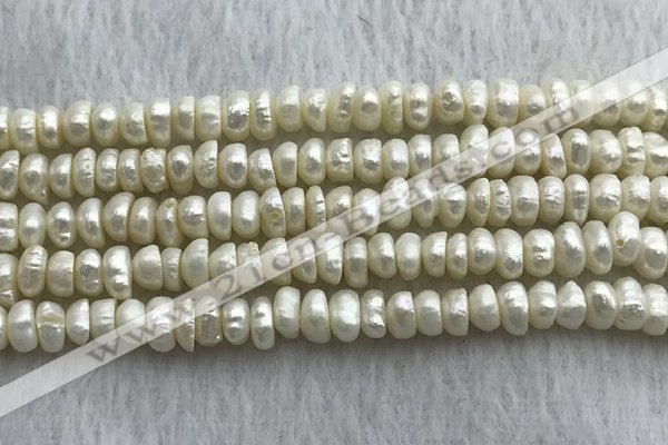 FWP321 14.5 inches 5mm - 6mm button white freshwater pearl strands