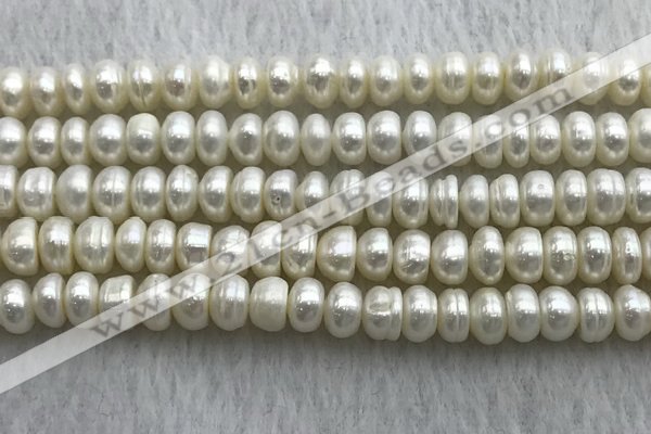 FWP322 15 inches 6mm - 7mm button white freshwater pearl strands