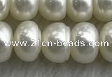 FWP324 15 inches 8mm - 9mm button white freshwater pearl strands