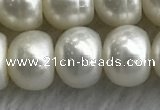 FWP326 15 inches 9mm - 10mm button white freshwater pearl strands