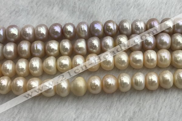 FWP327 15 inches 9mm - 10mm button purple & pink freshwater pearl strands