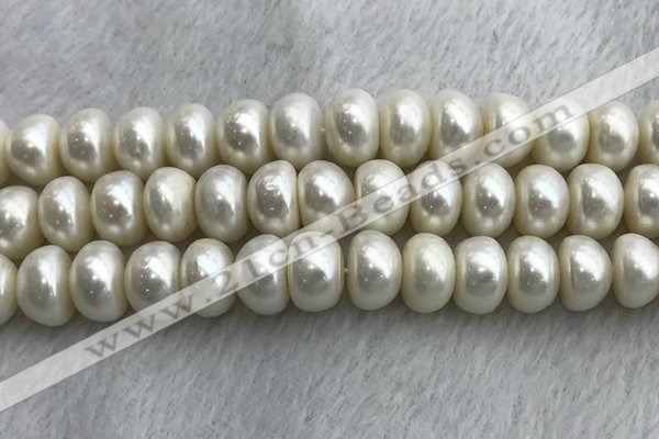 FWP332 15 inches 12mm - 13mm button white freshwater pearl strands