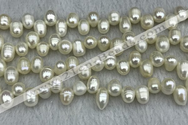 FWP340 Top-drilled 7mm - 8mm potato white freshwater pearl strands