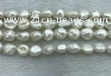 FWP350 15 inches 7mm - 8mm baroque white freshwater pearl strands