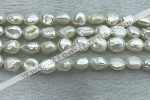 FWP350 15 inches 7mm - 8mm baroque white freshwater pearl strands