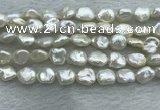 FWP352 15 inches 6mm - 7mm baroque white freshwater pearl strands