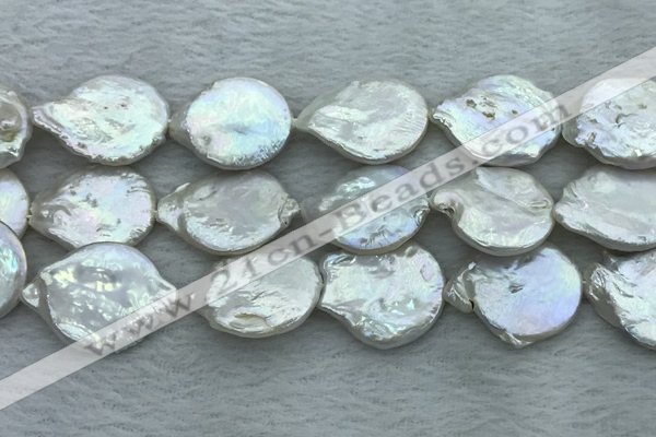 FWP396 15 inches 11mm - 13mm coin freshwater pearl beads