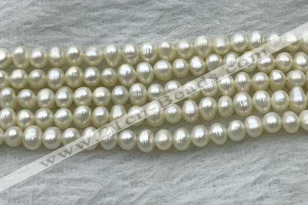 FWP41 14.5 inches 4mm - 5mm potato white freshwater pearl strands