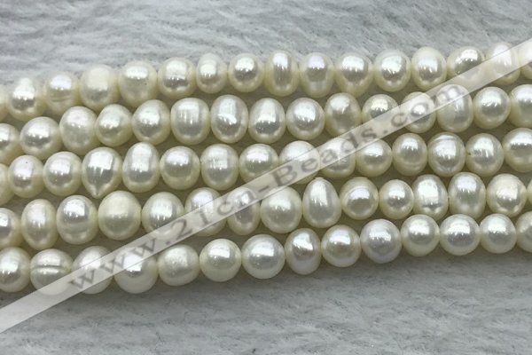 FWP44 14.5 inches 5mm - 5.5mm potato white freshwater pearl strands