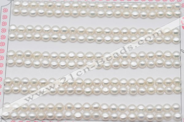 FWP452 half-drilled 4-4.5mm bread freshwater pearl beads