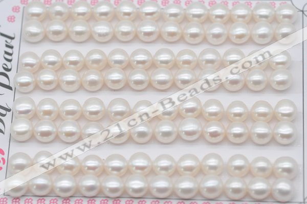 FWP458 half-drilled 7-7.5mm bread freshwater pearl beads