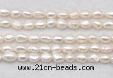 FWP496 14 inches 8mm - 9mm baroque white freshwater pearl strands