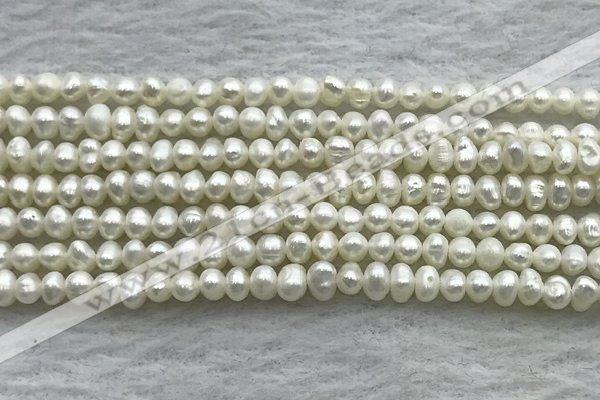 FWP51 14.5 inches 3mm - 4mm potato white freshwater pearl strands