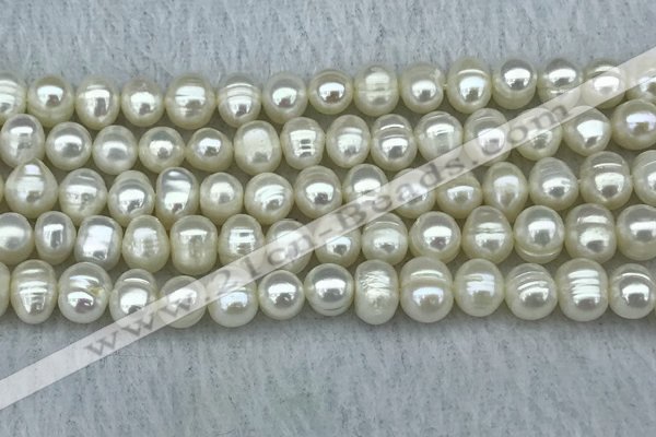 FWP55 15 inches 6mm - 7mm potato white freshwater pearl strands